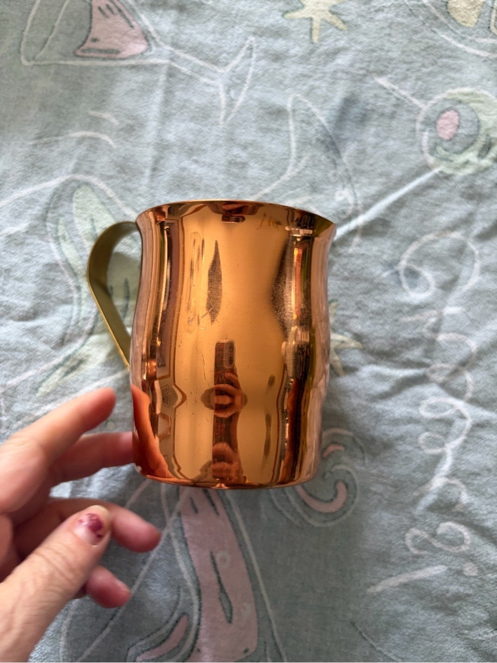 Copper Finish Milk Pitcher with Brass-Colored Handle